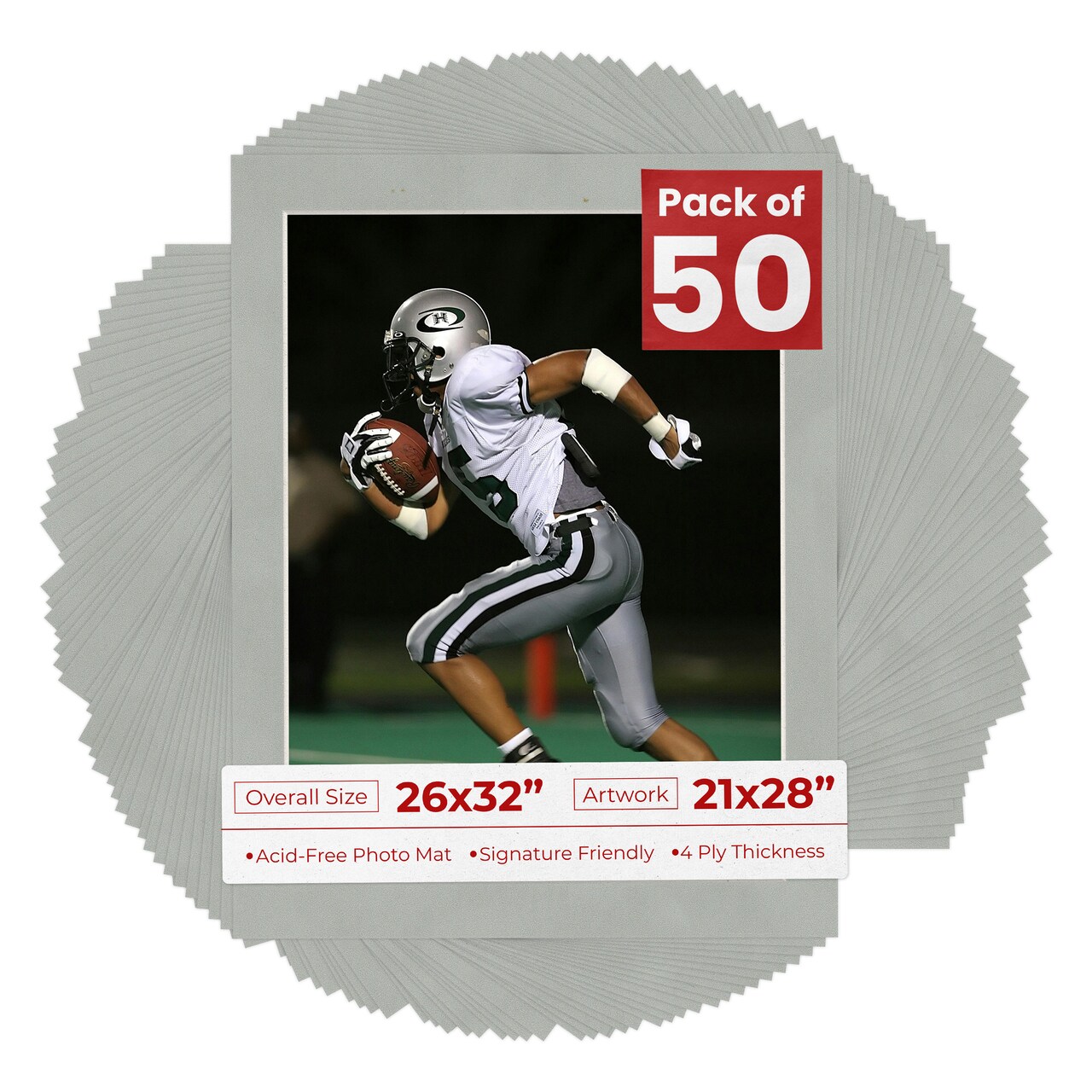 Light Grey Suede Mat Board for 26x32 Frames - Fits 21x28 Photos